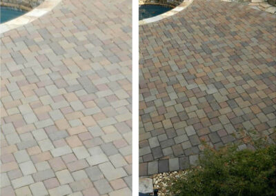 staining sealing pavers before and after