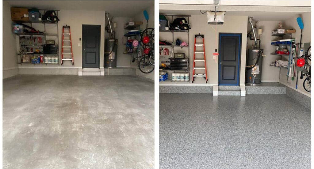 garage floor coating before and after